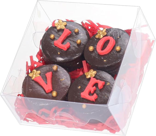 20pcs 4x4x2 Inch Bakery Boxes with Window for Cookies, Soap, Chocolate Truffles, Macarons, Cakes, Brownies, Pastries, Donuts or Gifts. Party Favor Boxes