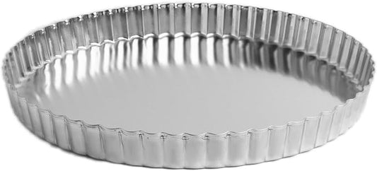 Fox Run Stainless Steel Tart and Quiche Baking Pan, 9.5" Round Fluted Edge Tart Pan