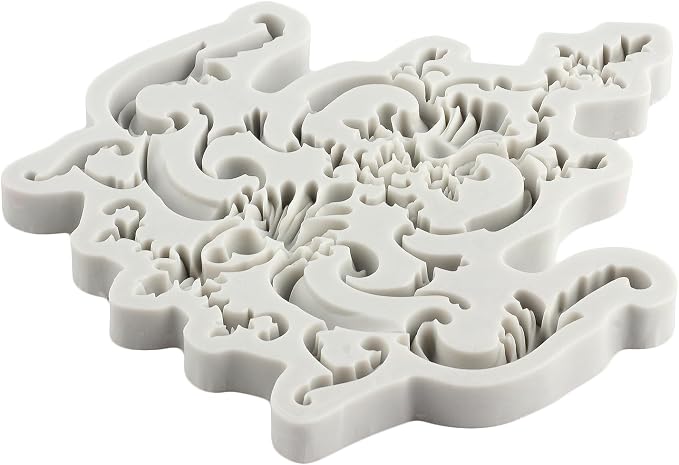 Baroque Fondant Molds Curlicues Scroll Lace Border Silicone Mold Filigree Mold 3D Sculpted Flower For Sugar Cake Decorating Cupcake Topper Chocolate Gum Paste Candy Polymer Clay