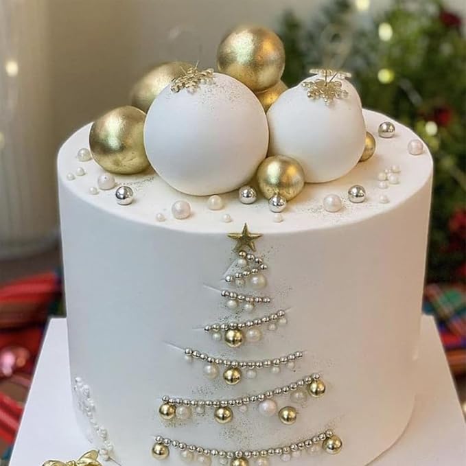 Sentovac 10mm Gold Pearl Sprinkles Large Edible Cake Decorating Sugar Candy Cookie Cake Cupcake Topper Ice Cream Baking Decorations Halloween Christmas Valentines Wedding Supplies