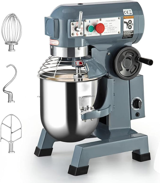 Towallmark 10QT 450W Commercial Food Mixer, 3 Speeds Adjustable, Stainless Steel Bowl Stand Mixer With Safety Guard, Premium for Bakeries Restaurants Pizzerias(10 QT)