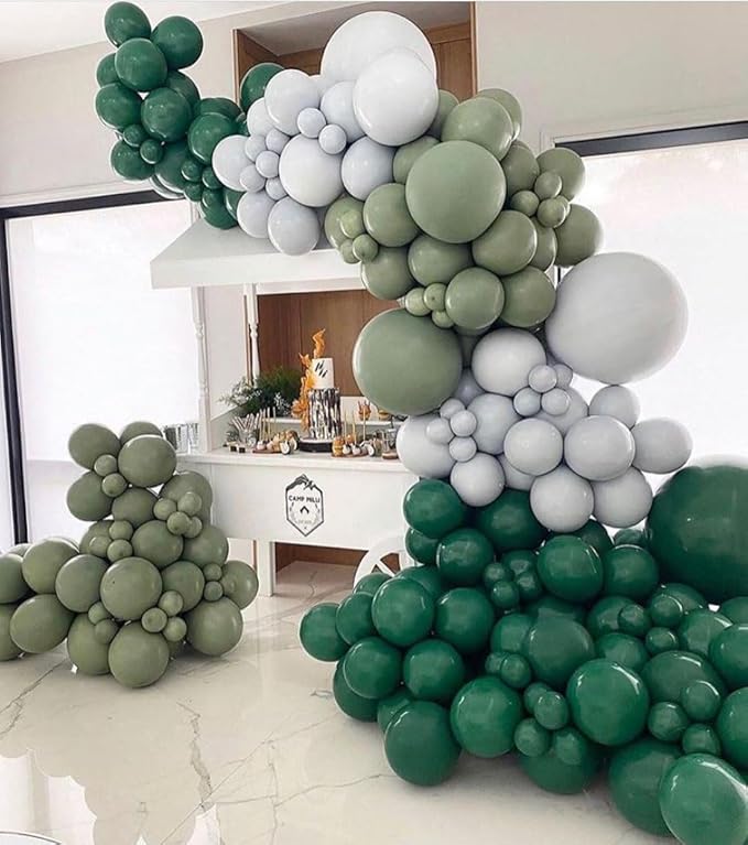 Green Balloon Arch Kit, 125Pcs Emerald Hunter Dark Green Latex Balloon Garland kit, 18 12 10 5 Inch Different Size Balloons for Anniversary Birthday Jungle Theme Christmas Party Decorations