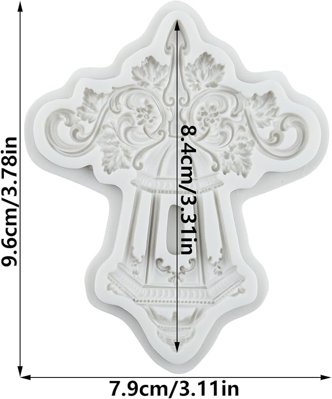 Vintage Street Lamp Silicone Mold Baroque Wall Light Fondant Molds for Cake Decorating Cupcake Topper Chocolate Candy Polymer Clay Gum Paste