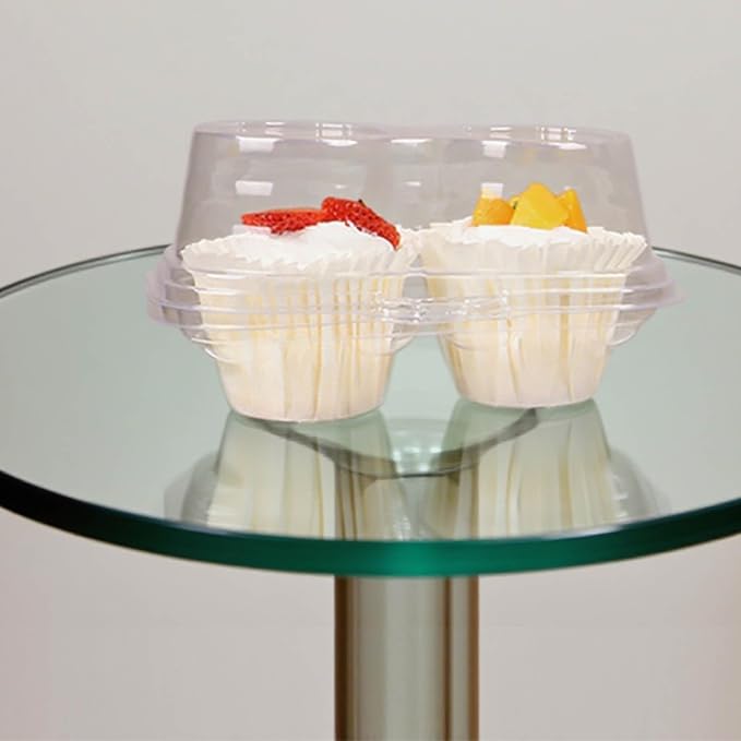 2-Cavity Clear Cupcake Containers Plastic Muffin Container(60pc) | 2-Compartment Clear Plastic Cupcake Cartons, 2-Count Cupcake storage Containers,CupCake Boxes for Baking, Parties & Picnic.