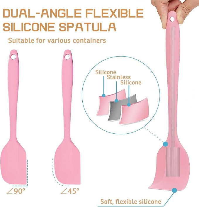 Silicone Spatula, 11 inch Large Rubber Spatulas Heat Resistant Non-Stick Flexible Kitchen Spatulas with Stainless Steel Core Scraper for Cooking, Baking, Mixing Tool (4-Piece)
