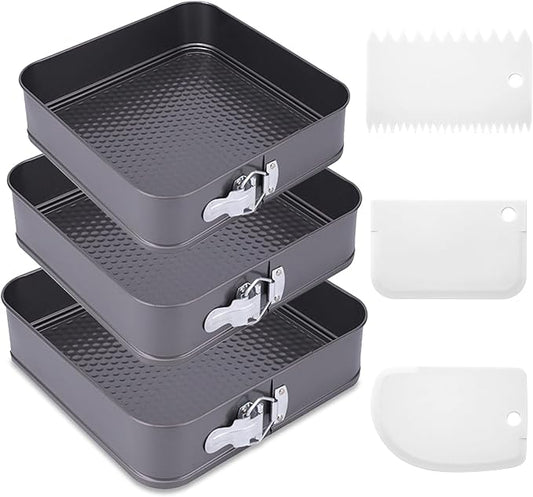 Rectangle Springform Pan Set with Removable Bottom Nonstick Cheesecake | Stainless Steel Bakeware DIY Baking Square Mold Funny Cake Tins for Cheesecakes, Brthdays, Weddings, and Valentine's Day