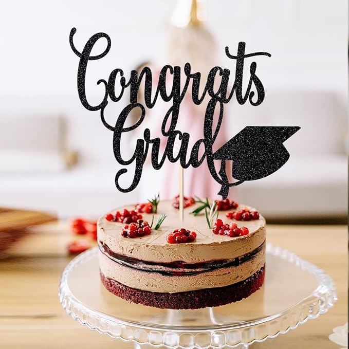 Black flash Congrats Grad Cake Topper,2026 Graduation Cake Topper, Congrats Grad Decorations,2026 High School/College/Senior Graduation Party Decorations Supplies.