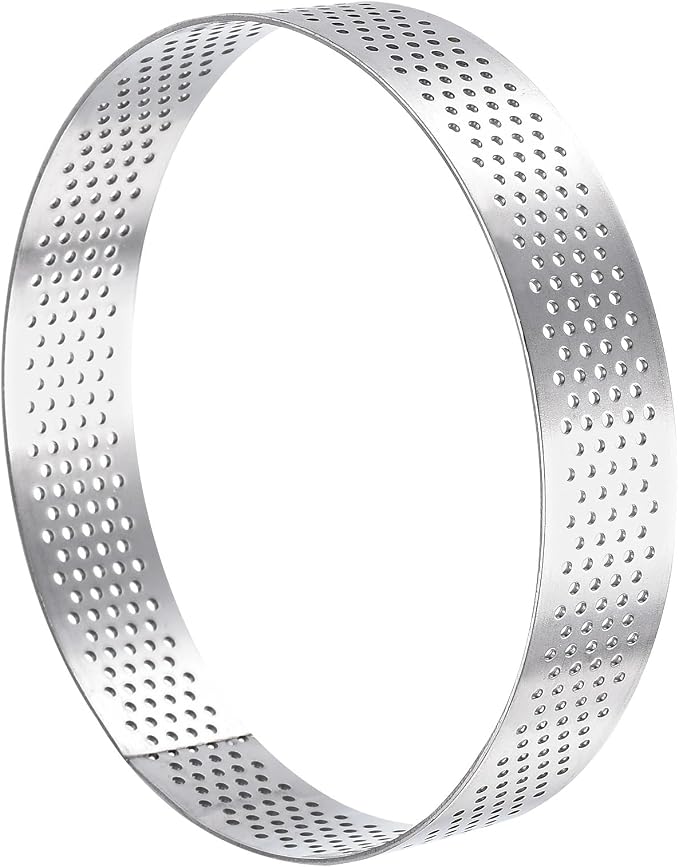 uxcell Stainless Steel Small Cake Rings, Perforated Cake Mousse Ring Kitchen Baking Heat-Resistant 3.9" Diameter, 0.8" Height,for Cake Dessert Biscuit Chocolate, Silver