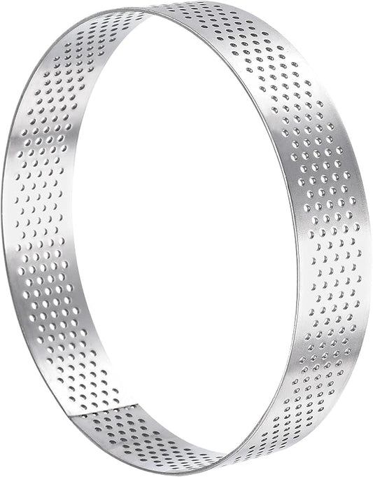 uxcell Stainless Steel Small Cake Rings, Perforated Cake Mousse Ring Kitchen Baking Heat-Resistant 3.9" Diameter, 0.8" Height,for Cake Dessert Biscuit Chocolate, Silver