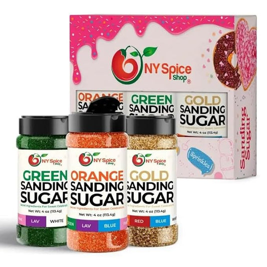 NY Spice Shop Sanding Sugar Collection (Green-Orange-Gold Sanding Sugar, 4 Ounce (Pack of 3))