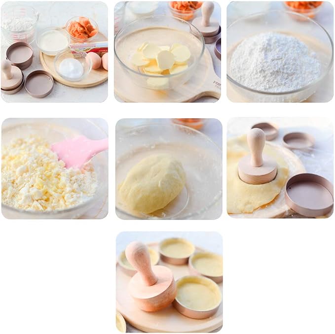 lasenersm 1 Set Egg Tart Tool Tart Press Tool Wooden Tart Tamper Wooden Pastry Pusher Wooden Pastry Egg Tart Pusher Mini Pie Dessert Metal Pan Mold Dough Pastry Wooden Tamper Pusher