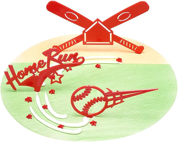DecoSet® Home Run Baseball Set Cake Topper, Cake Decoration For Birthdays or Team Celebrations, Baseball Bats, Ball, and Home Run Cake Pics, 3 Piece Set