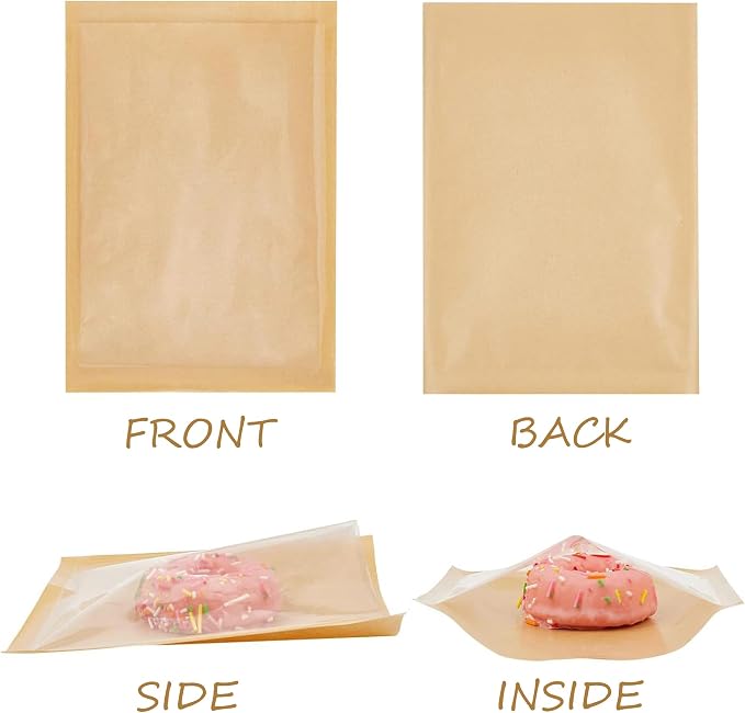 100 PCS Cookie Bags with Thank You Stickers, 5.1x7.5 Inch Paper Bakery Bags with Window for Gift Giving Treats Snacks Baked Goods Packaging (100, 5.1 x 7.5 inch)