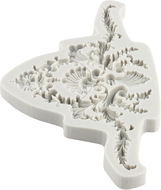 Baroque Style Curlicues Scroll Lace Fondant Silicone Molds Relief Flower Mold Filigree Mold 3D Sculpted Flower For Sugar Cake Decorating Cupcake Topper Chocolate Gum Paste Candy Polymer Clay