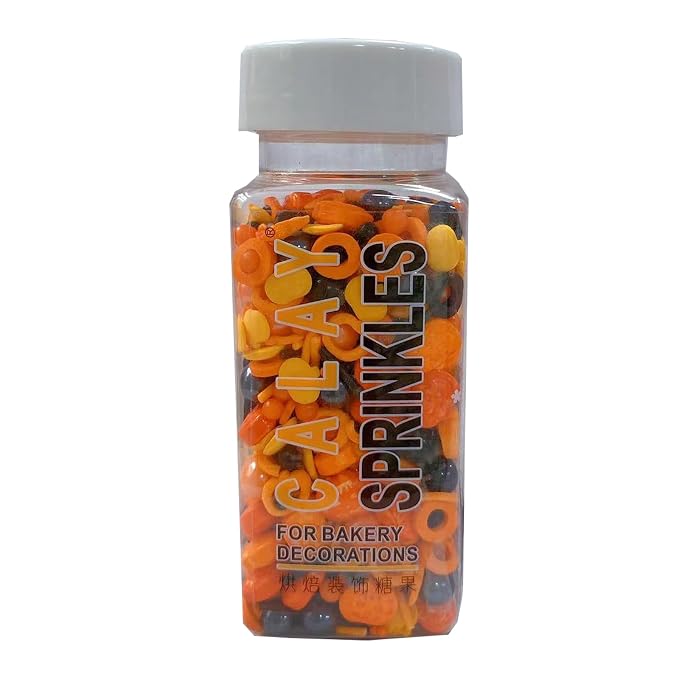 Sentovac Halloween Pumpkin Sprinkle Fall Orange Black Pearl Mix Sprinkles Edible for Cake Decorating Sugar Candy Cookie Cupcake Topper Baking Decorations Halloween Christmas Thankgiving Supplies