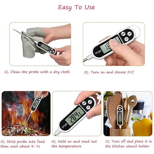 4pcs Candy Thermometer Digital Instant Read for Meat Kitchen Cooking Food Oil Deep Fry BBQ Grill Smoker (4, 9.6in)