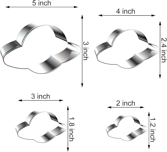 Planet/Saturn Cookie Cutter Set - 5 inch, 4 inch, 3 inch, 2 inch - 4 Piece Universe Outer Space Cookie Cutters Shapes Molds - Stainless Steel
