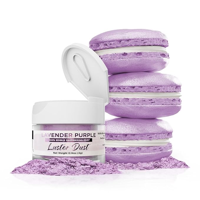 Luster Dust - Lavender Purple (4g 1x Jar) | Edible Vegan Dust & Paint for Cake Decorating, Ice Cream, Desserts, Cocktails and Beverages by Bakell