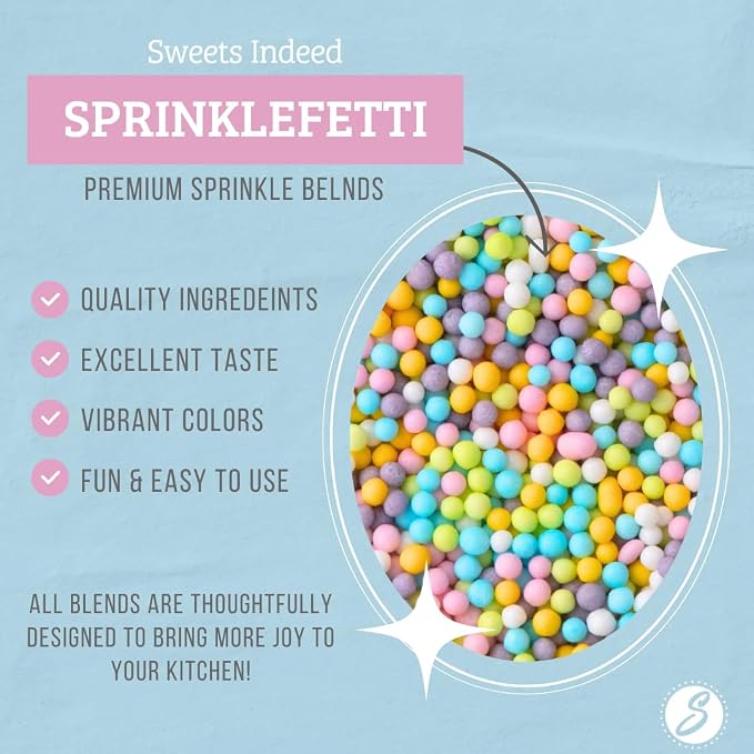 Sweets Indeed Pastel Nonpareil Sprinkles, Edible Sprinkle Mix, Perfect for Cake Decorations, Baking, Ice Cream, Cookies, Cupcake Topper, 4.23 ounces