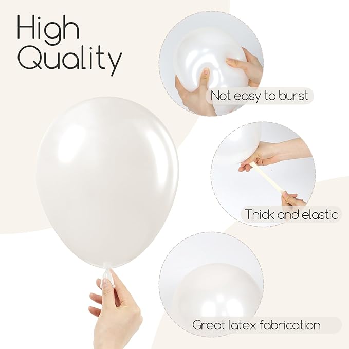 120pcs Pearl White Balloon Arch Kit, 18 12 10 5 inch Pearl White Balloons Different Sizes for Bridal Baby Shower Engagement Wedding Birthday Party Decorations