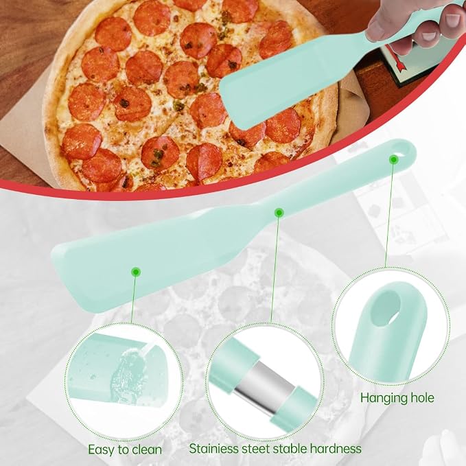2 Pack Silicone Thin Turner, Heat Resistant Omelet Spatula, Long Crepe Spatulas for Nonstick Cookware, Pancake Turner for Egg Cake Pizza Steak Omelet Crepes (Blue)