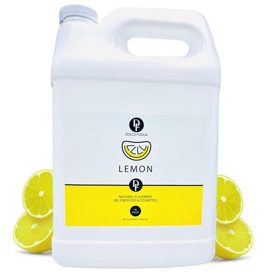 Dolce Flav Natural Lemon Extract – 1 Gallon Oil-Soluble Kosher, Sugar-Free, Concentrated Fresh Citrus Lemon Flavor for Baking, Chocolates & Desserts