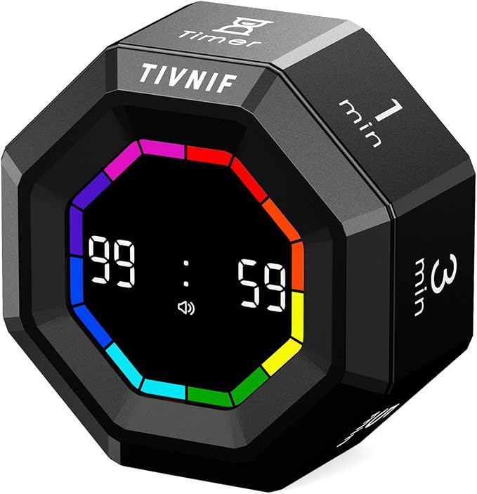 Visual Timer for Kids Kitchen Timer Pomodoro Magnetic Visual Countdown | Smart Gravity Sensing Timer with Large Display Loud Alarm for Study Cooking Classroom Homework Time Management