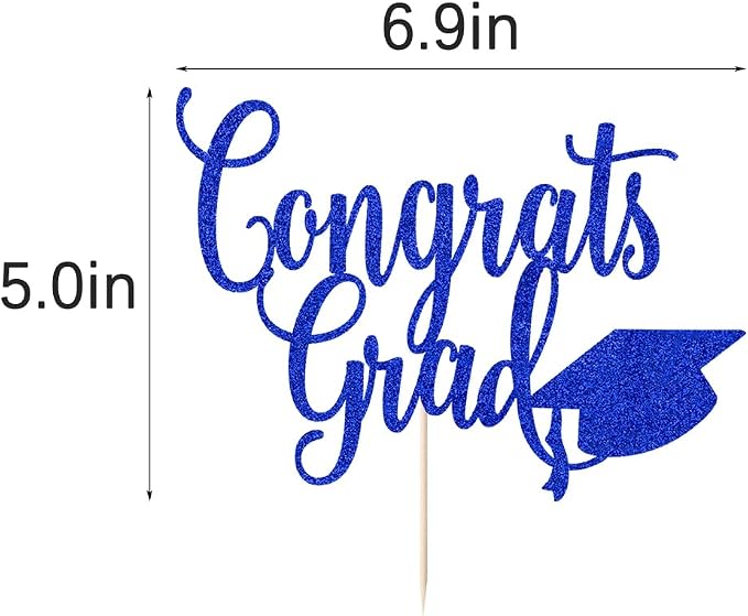Congrats Grad Cake Topper,2026 Graduation Cake Topper, Congrats Grad Decorations,2026 High School/College/Senior Graduation Party Decorations Supplies. (Dark blue)