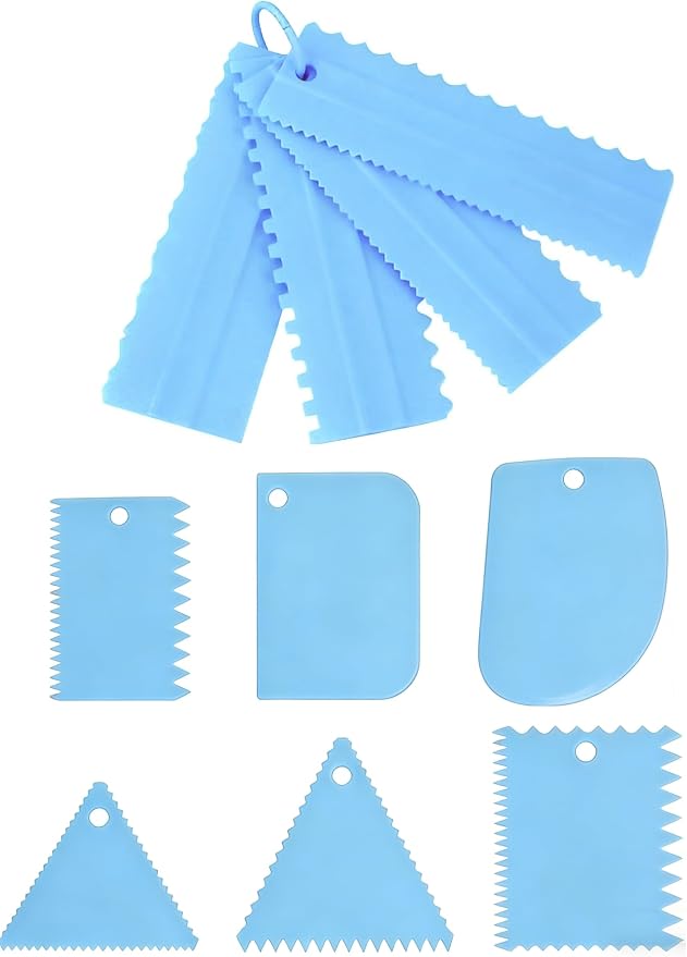 10Pcs Cake Scraper Set, Food Grade Plastic Cake Decorating Combs & Icing Smoothers, Multi-Shape Edge Tools for Home Bakers & Professionals, Perfect for Cake, Mousse, Chocolate, Dough Decoration