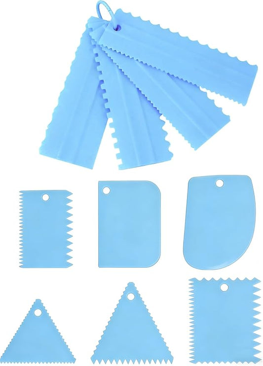 10Pcs Cake Scraper Set, Food Grade Plastic Cake Decorating Combs & Icing Smoothers, Multi-Shape Edge Tools for Home Bakers & Professionals, Perfect for Cake, Mousse, Chocolate, Dough Decoration