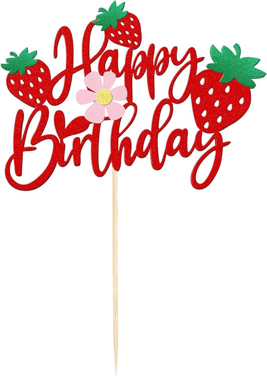 Happy Birthday Cake Topper Party Decorations for Kids Baby Showers, Themed Parties Happy Birthday Celebrations for Cake Decor Enthusiasts (Red)