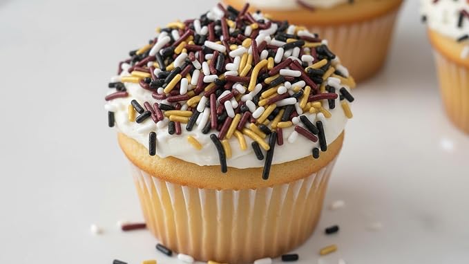 NCS Washington Game Day Burgundy, Black, White & Gold Jimmies Edible Sprinkles – Cupcake, Cake & Cookie Decorations, 7 oz