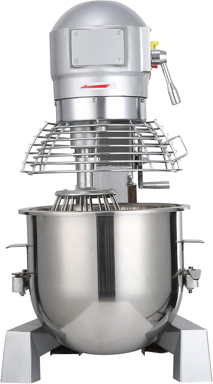 Happybuy 10Qt Commercial Food Mixer with Timing Function， Commercial Mixer 500W Stainless Steel Bowl Heavy Duty Electric Food Mixer Commercial with 3 Speeds Adjustable, Perfect for Bakery Pizzeria