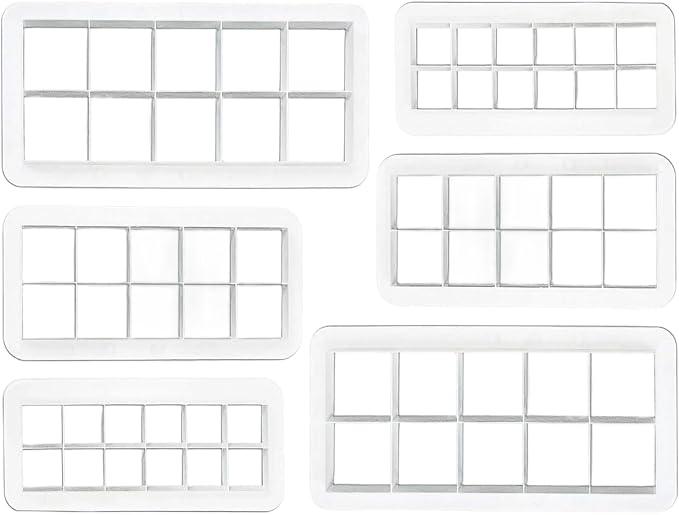 6Pcs White Square Cookie Cutter Set, Geometric Multicutter Square Cake Fondant Cutter, Cookie Cutter Biscuit Cutters Cake Decorating,Baking Tools and Accessories(3 Size）