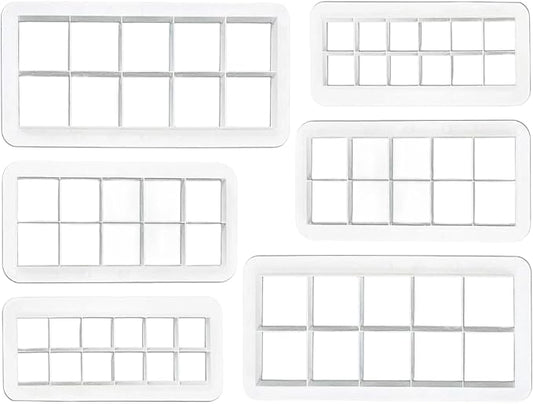 6Pcs White Square Cookie Cutter Set, Geometric Multicutter Square Cake Fondant Cutter, Cookie Cutter Biscuit Cutters Cake Decorating,Baking Tools and Accessories(3 Size）