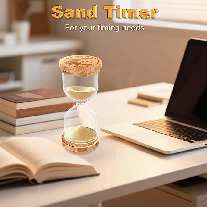 CNCJ 2 Minute Wooden Sand Timer, Hourglass Light Gold Small Sand Clock for Desk Decor Kitchen Classroom Office Study Home Decoration