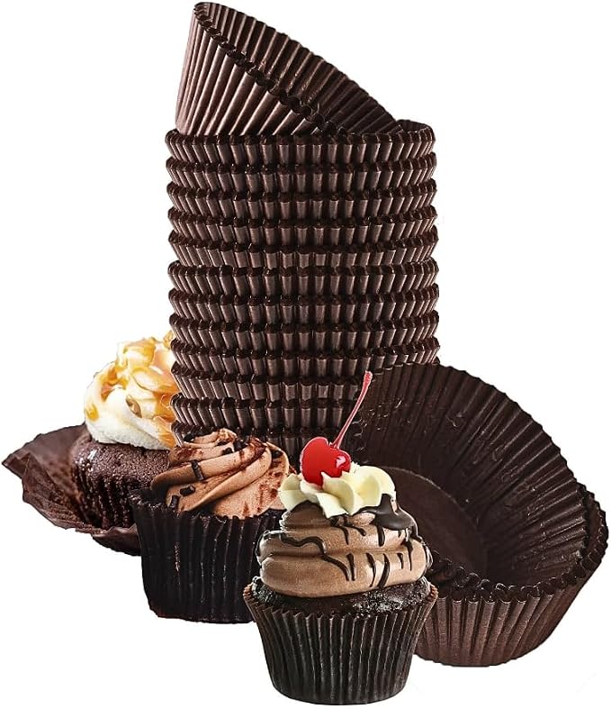 Green Direct Cupcake Liners - Standard Size Cupcake Wrappers to use for Pans or carrier or on stand - Paper Baking Cups, Brown, (Pack of 500)