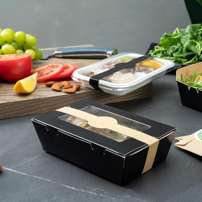 Restaurantware RW Base 12 x 1.5 Inch Packaging Bands 100 Self-Adhering Belly Bands - Disposable Strong Kraft Paper Label Stickers For Packaging Supplies Keeps Take Out Containers Sealed