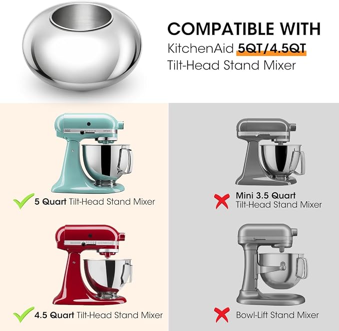 Aieve Snack Coater Compatible with KitchenAid Tilt-Head Stand Mixer, Chocolate Coating Attachment for Freeze-Dried Strawberries,Almonds,Pistachios & Nuts, Home & Commercial Use