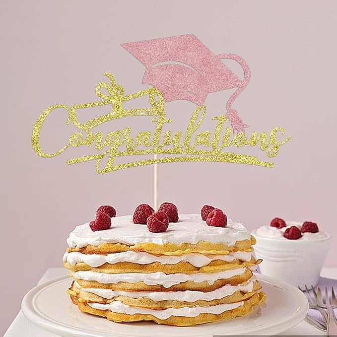 Congratulations 2026 Graduation Cake Topper,Congrats Grad Cake Decor - 2026 High School/College/Senior Graduation Party Decorations Supplies (Gold and rose gold)