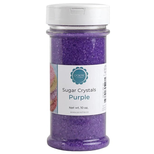O’Creme Sugar Crystals - Coarse Sugar for Cookie Decorating - Eye-Catching Sugar Crystals – Coarse Sugar for Unique Cake Toppings, Cupcakes and Cookies – Ideal Decoration Solution - 10 Ounce Purple