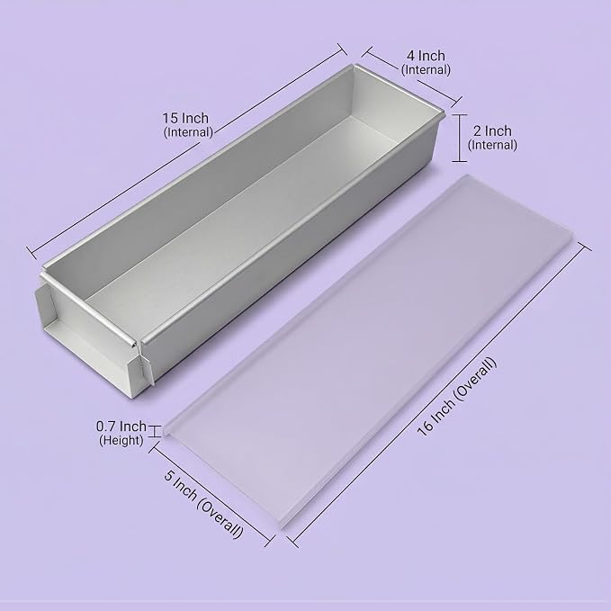 Rectangle Tiramisu Cake Pan with Acrylic Lid Set of 2 | Nonstick, For Cheesecake and Mousse, Tiramisu Container, Baking Mold