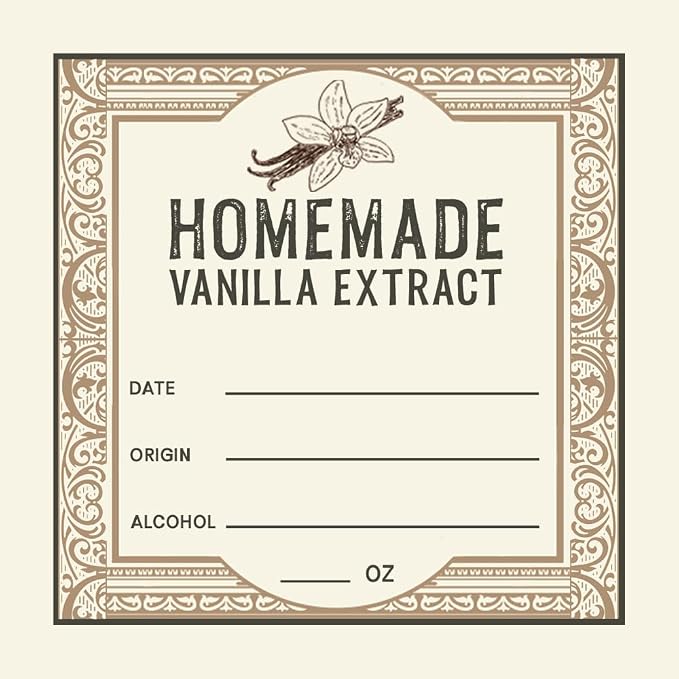 25 Vanilla Extract Labels for Homemade Extract - Great for Gifts - 3"x3" Square Sticker