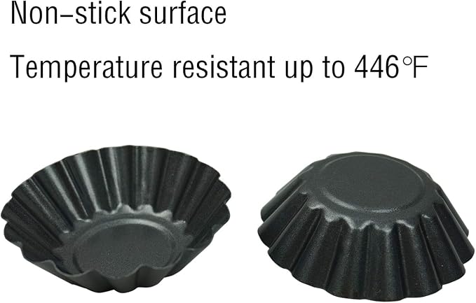 12 Pack Egg Tart Pan, Non-stick Carbon Steel Tartlet Tins, Mini Pie Mould, Muffin Cupcake Pudding Baking Cup Maker - for Pies, Chinese Egg Tart, Cakes (Big Size 3"x 0.9")