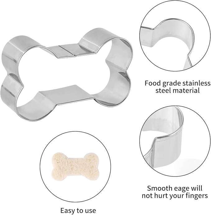 Dog Bone Cookie Cutter ANCKNE Bone Shape Cookie Cutter set Stainless Steel Homemade Dog Biscuit Treats Cutter 4 Pieces