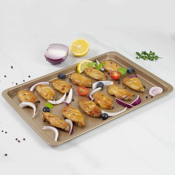 14.5” x 10” Carbon Steel Sheet Pan for Baking or Roasting, Cookie Sheets for Oven, Cookie Pastry Baking Tray, Nonstick Bakeware Pans with Grips