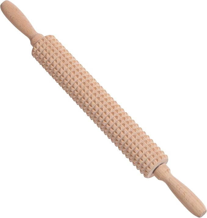 Deep Notched Rolling Pin Wooden Crispbread knobbly fluted rolling pin for Home Professional Use Wood Swedish Thin Bread Grooved Rolling Pin Prepare Delicious Soft Flatbreads and Crackers