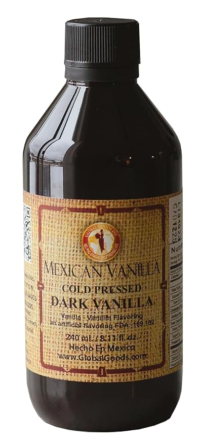 Pure Dark Mexican Vanilla Extract Gluten-Free Vanilla for Baking, Cakes, Cookies, Desserts, Coffee & Beverages (8.12 fl oz) – Natural, No Coumarin, Bold Flavor