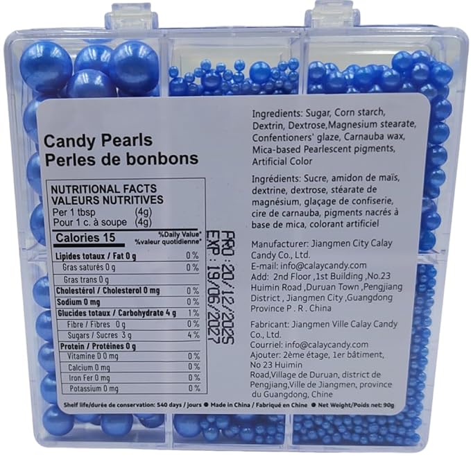 Blue Pearl Sprinkles for Cake Decorating, 4 Sizes Mix Size, Edible Pearls for Cupcake Topper, Ice Cream, Donuts, Baking Decoratings (2mm, 4mm, 7mm, 10mm)