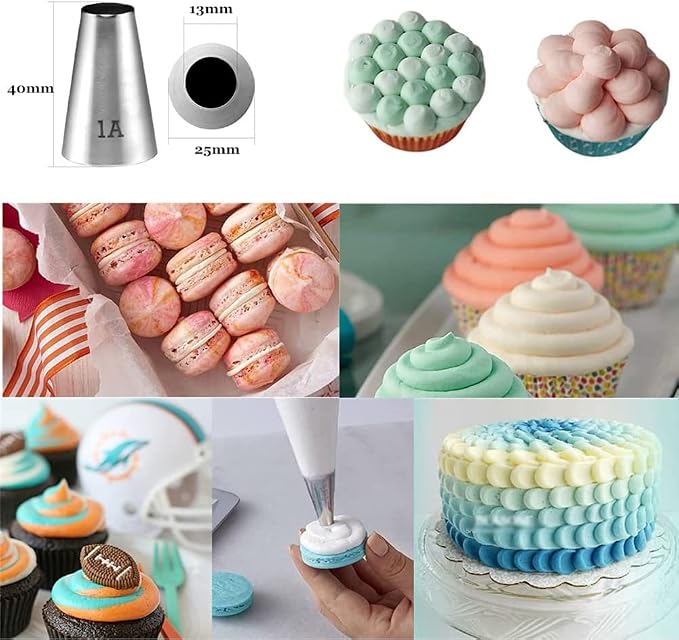 Large Piping Tips for Rose Flower Macaron Meringue Cookie Deviled Eggs Cake Cupcake Decorating,1A 1M 2A 2D 4B Frosting Tip Set,5 Pcs
